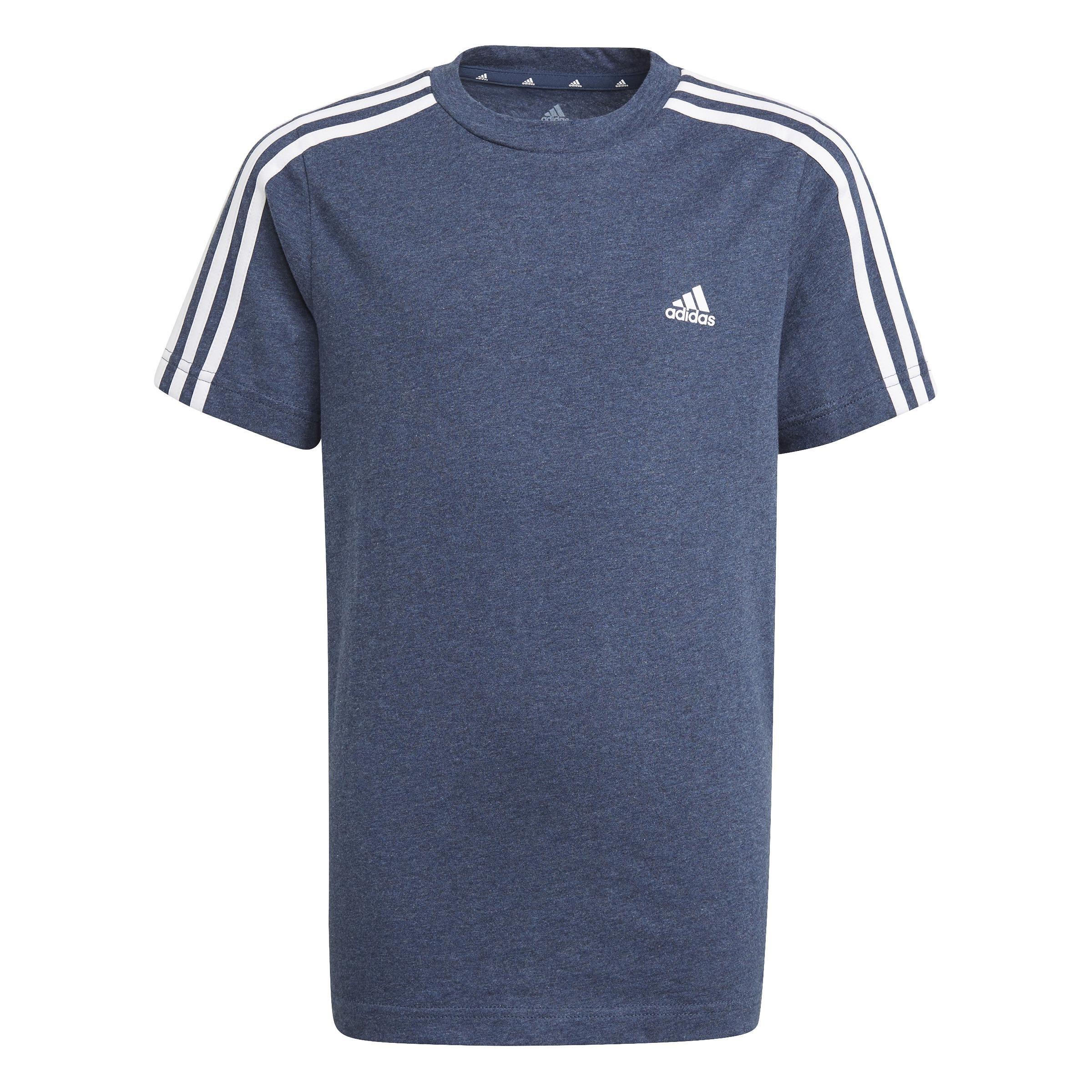 Kids Boys Adidas Essentials 3-Stripes T-Shirt Crew, Navy, A901_ONE, large image number 3