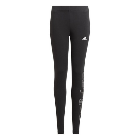 Kids Girls Adidas Essentials Linear Tights, Black, A901_ONE, large image number 1
