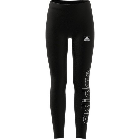 Kids Girls Adidas Essentials Linear Tights, Black, A901_ONE, large image number 5
