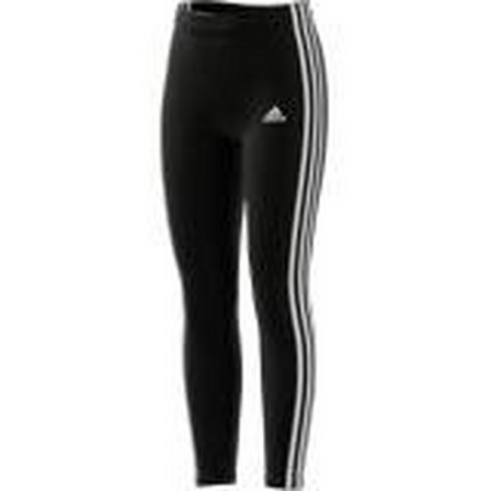 Kids Girls Adidas Essentials 3-Stripes Leggings, Black, A901_ONE, large image number 0