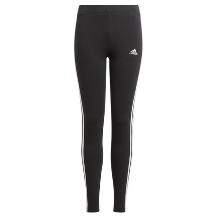 Kids Girls Adidas Essentials 3-Stripes Leggings, Black, A901_ONE, large image number 2