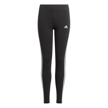 Kids Girls Adidas Essentials 3-Stripes Leggings, Black, A901_ONE, large image number 3