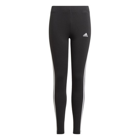 Kids Girls Adidas Essentials 3-Stripes Leggings, Black, A901_ONE, large image number 4