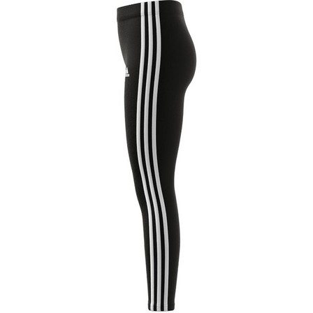 Kids Girls Adidas Essentials 3-Stripes Leggings, Black, A901_ONE, large image number 17