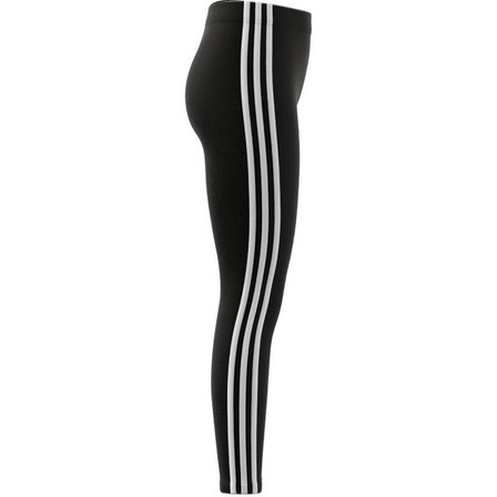 Kids Girls Adidas Essentials 3-Stripes Leggings, Black, A901_ONE, large image number 18