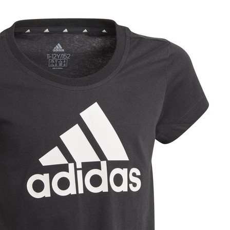 Kids Girls Adidas Essentials T-Shirt, Black, A901_ONE, large image number 11