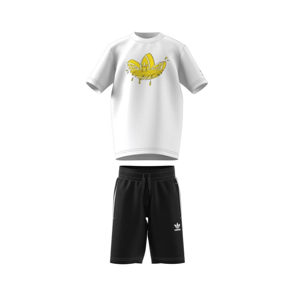 Unisex Kids Graphic Trefoil Shorts Tee Set, White, , large image number 0