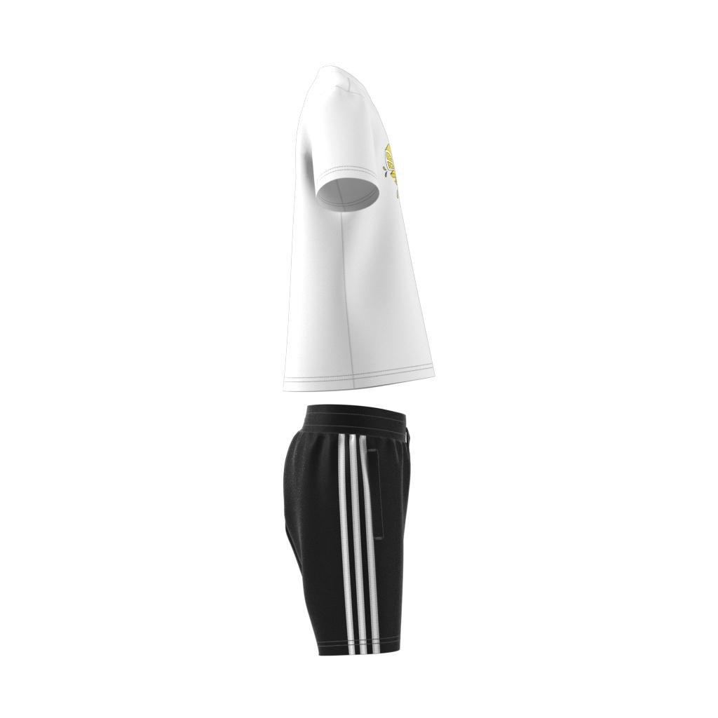 Unisex Kids Graphic Trefoil Shorts Tee Set, White, , large image number 1