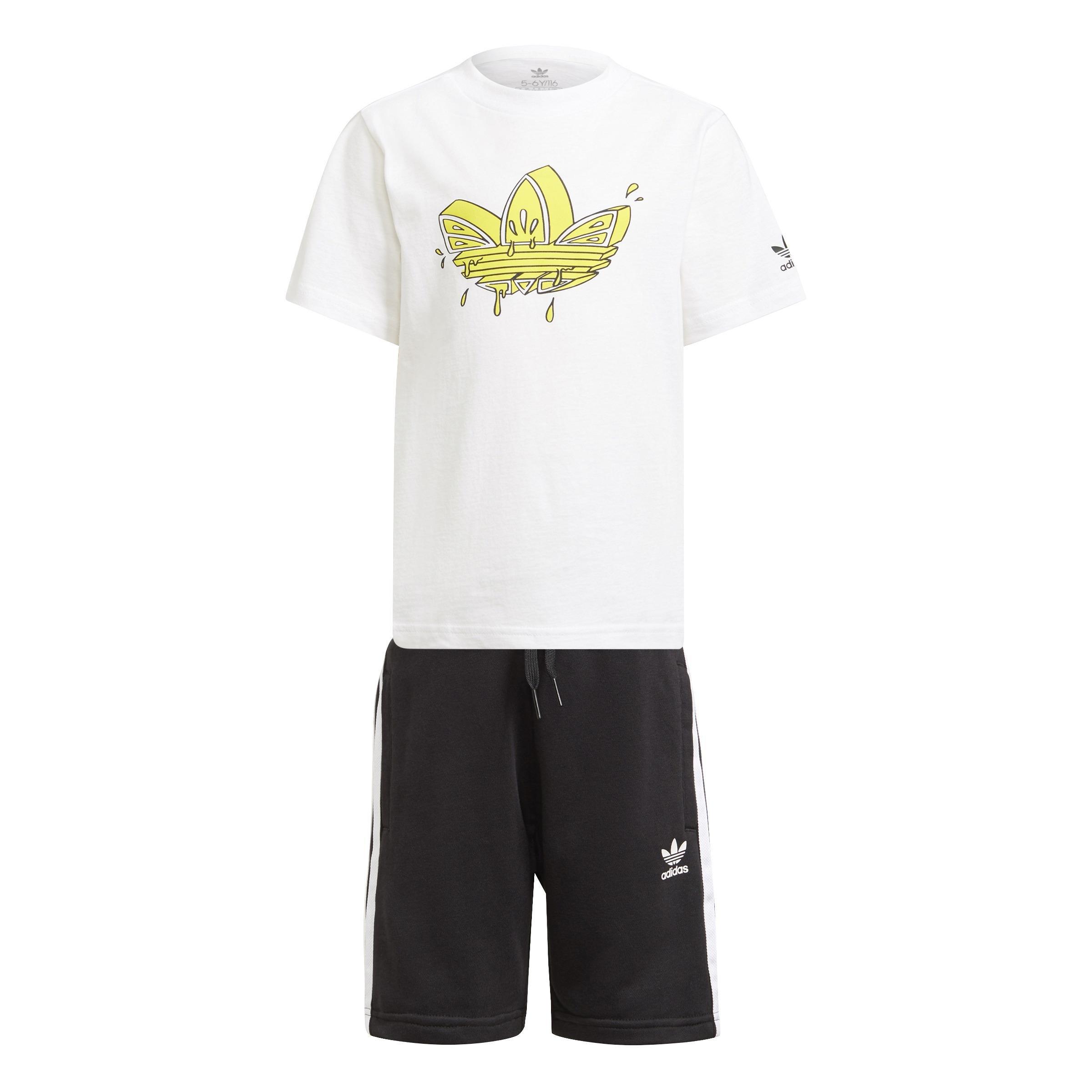 Unisex Kids Graphic Trefoil Shorts Tee Set, White, , large image number 2