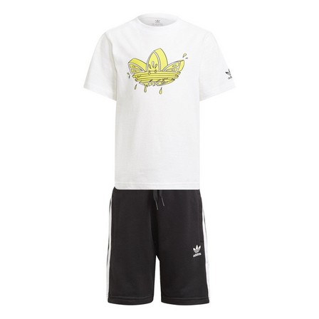 Kids Unisex Graphic Trefoil Shorts Tee Set, White, A901_ONE, large image number 2