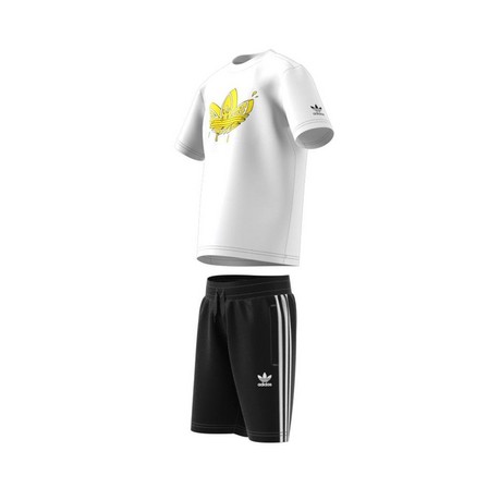 Kids Unisex Graphic Trefoil Shorts Tee Set, White, A901_ONE, large image number 9