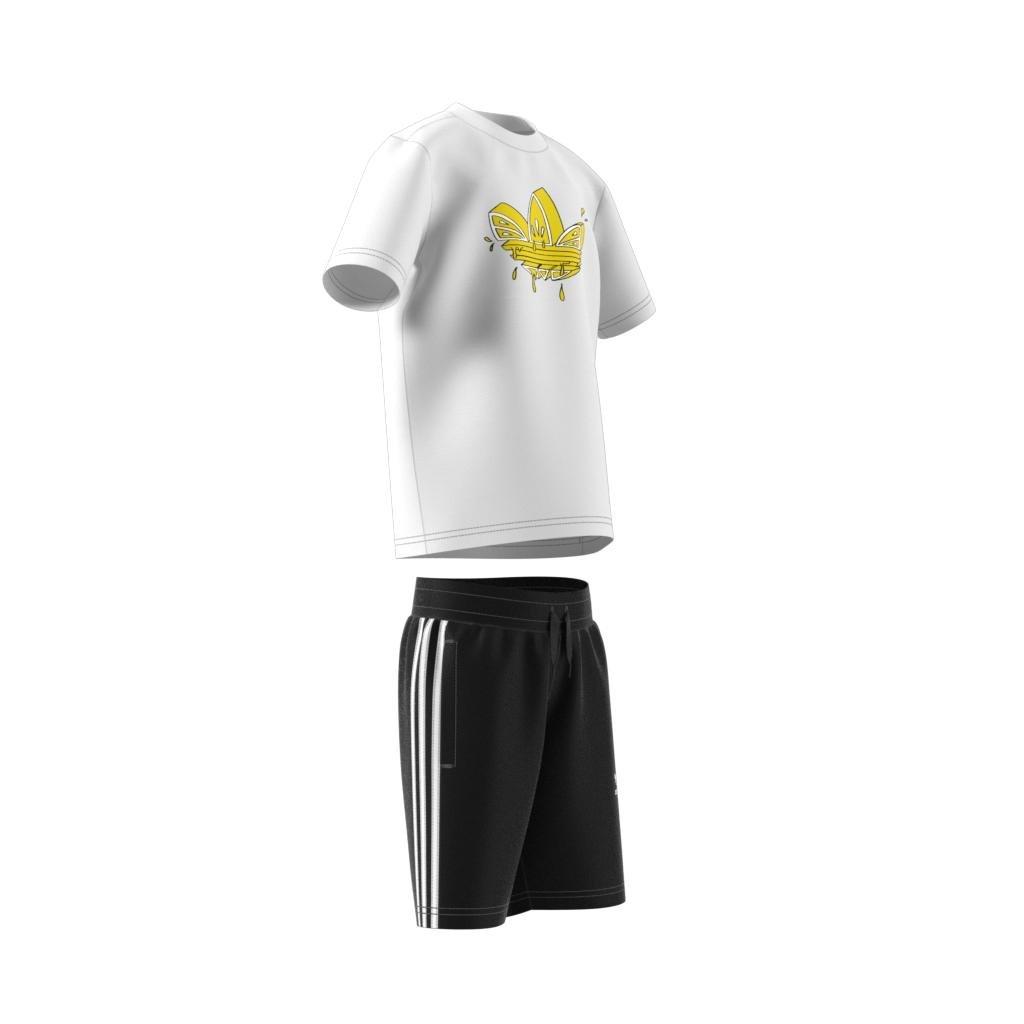 Unisex Kids Graphic Trefoil Shorts Tee Set, White, , large image number 13