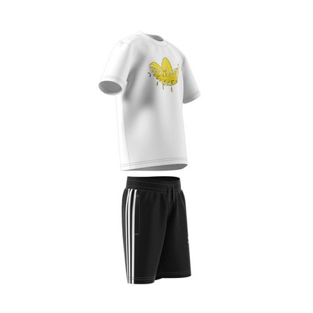 Kids Unisex Graphic Trefoil Shorts Tee Set, White, A901_ONE, large image number 13