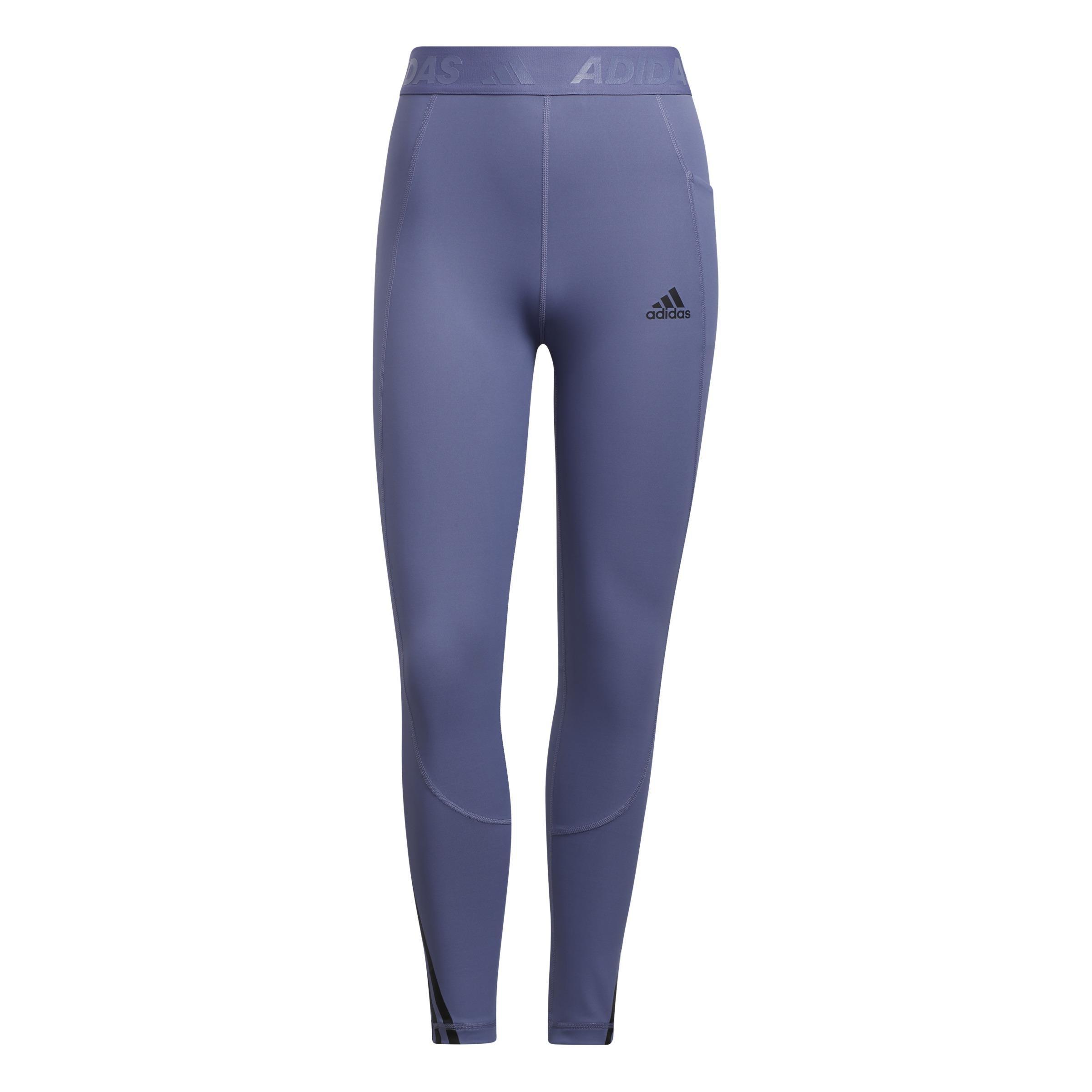 Techfit 3-Stripes Long Gym Leggings, Purple, A901_ONE, large image number 1