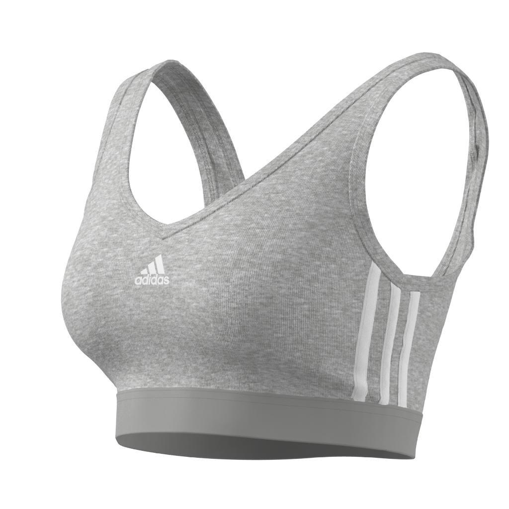 Essentials 3-Stripes Crop Top With Removable Pads, Grey, A901_ONE, medium
