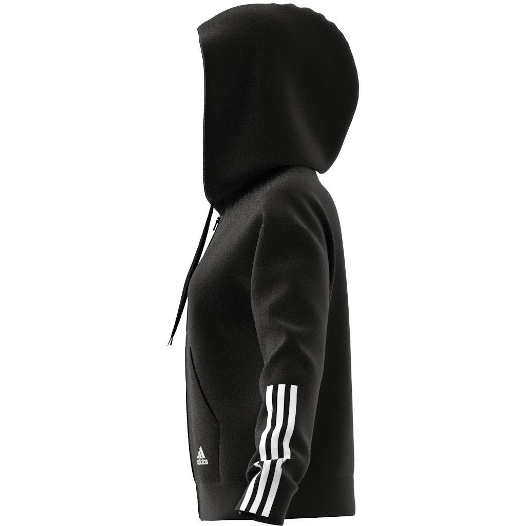 Essentials Loose-Cut 3-Stripes Full-Zip Hoodie, Black, A901_ONE, large image number 6