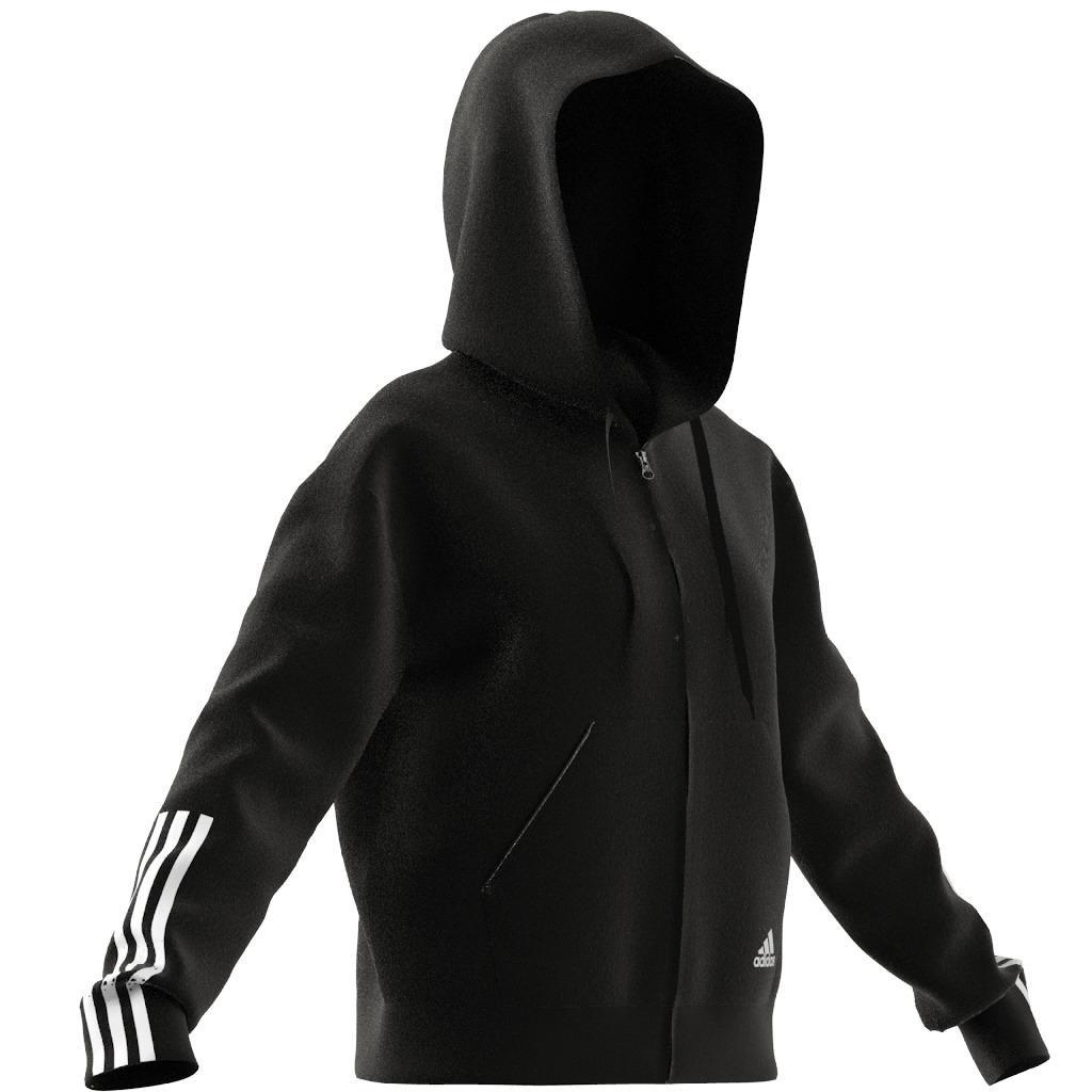 Essentials Loose-Cut 3-Stripes Full-Zip Hoodie, Black, A901_ONE, large image number 7