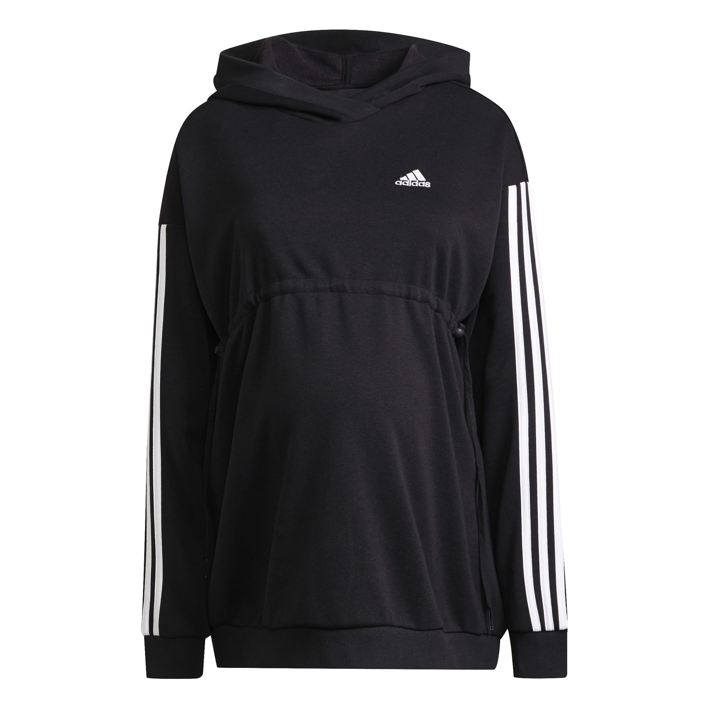 Maternity Essentials Cotton 3-Stripes Hoodie, Black, A901_ONE, large image number 0