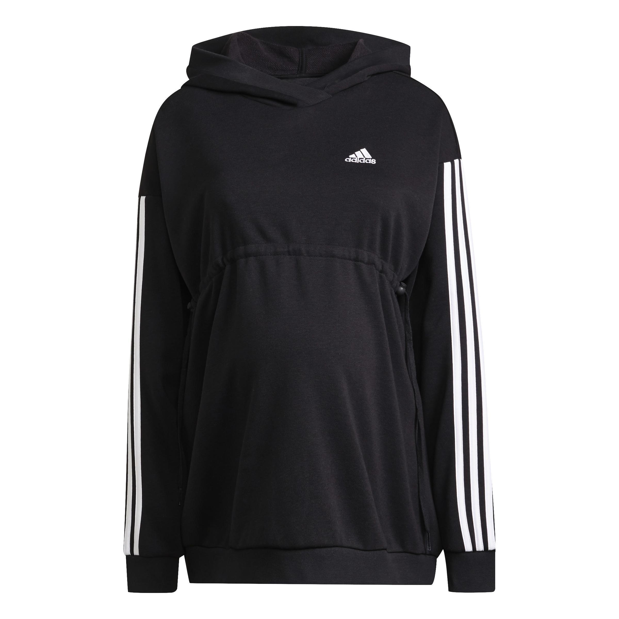 Maternity Essentials Cotton 3-Stripes Hoodie, Black, , large image number 1