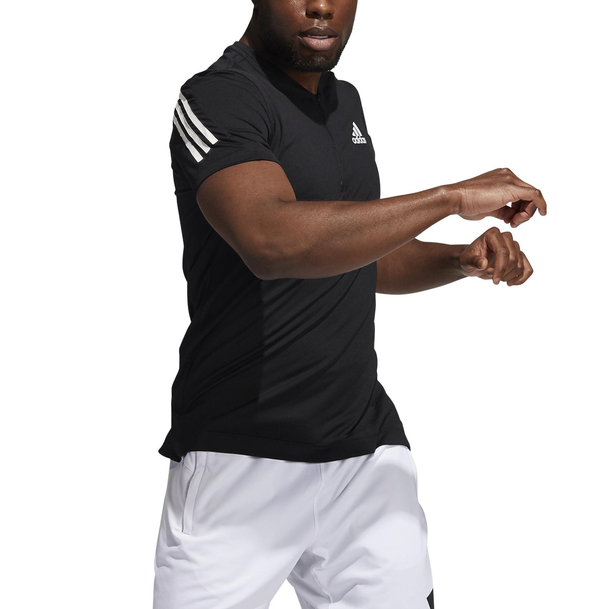 Aeroready Lyte Ryde Short Sleeve Zip T-Shirt, Black, A901_ONE, medium