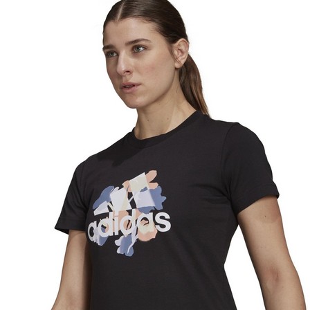 Women Floral Graphic T-Shirt, Black, A901_ONE, large image number 4