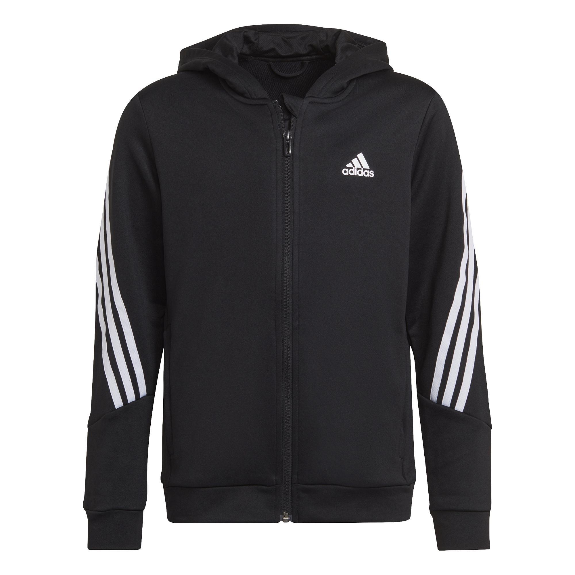 Kids Aeroready Primegreen 3-Stripes Full-Zip Hoodie, Black, A901_ONE, large image number 2