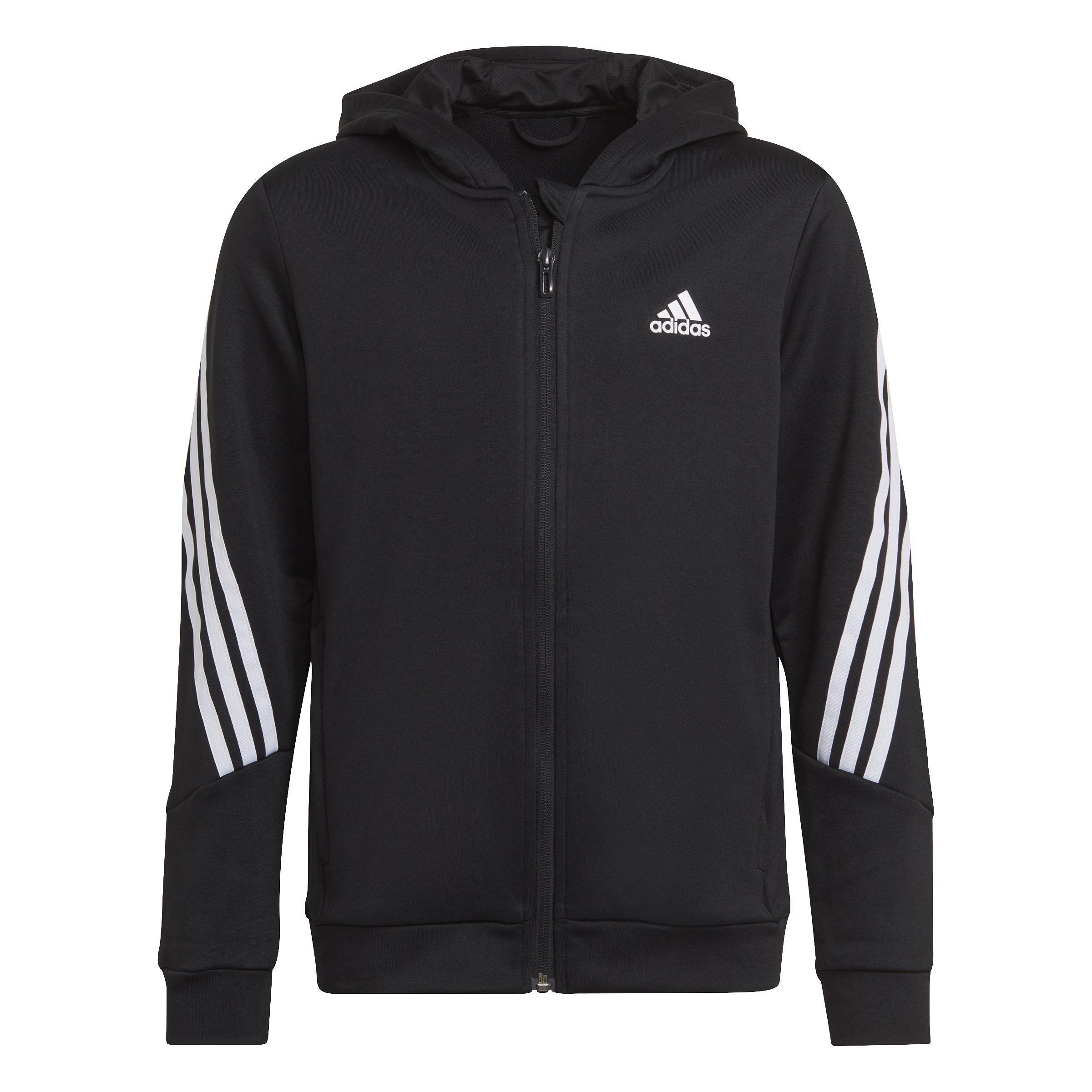 Kids Aeroready Primegreen 3-Stripes Full-Zip Hoodie, Black, A901_ONE, large image number 4