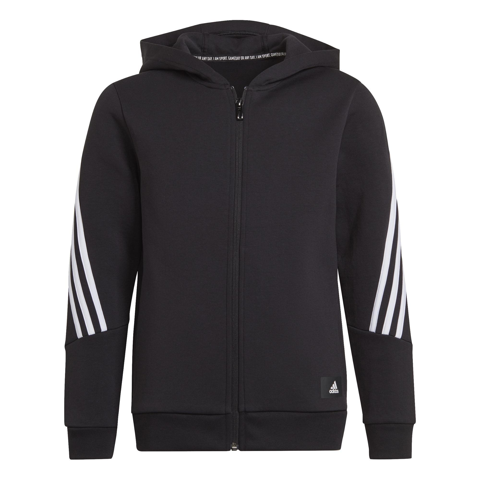 Kids Future Icons 3-Stripes Full-Zip Hoodie, Black, A901_ONE, large image number 2