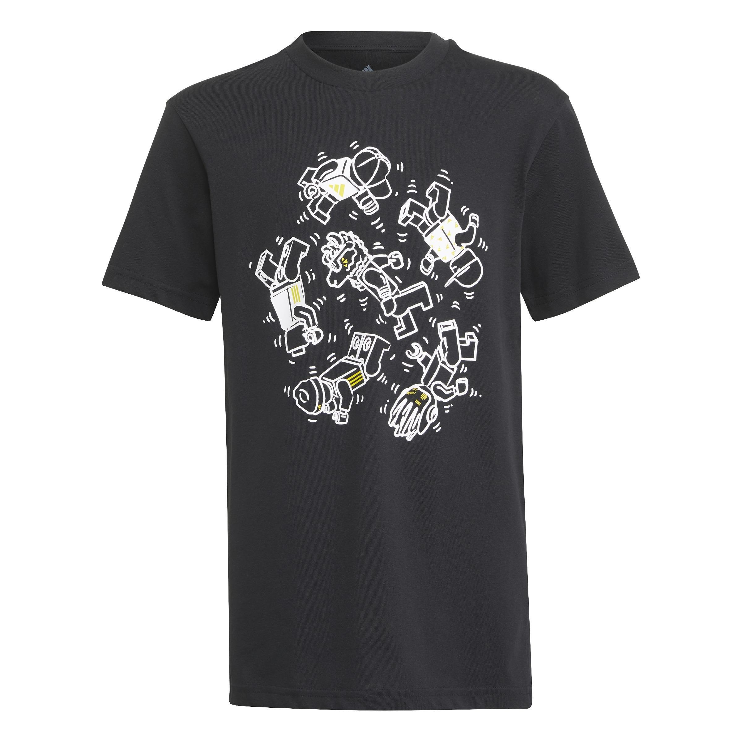 Unisex Kids adidas x LEGO Graphic T-Shirt, Black, A901_ONE, large image number 0