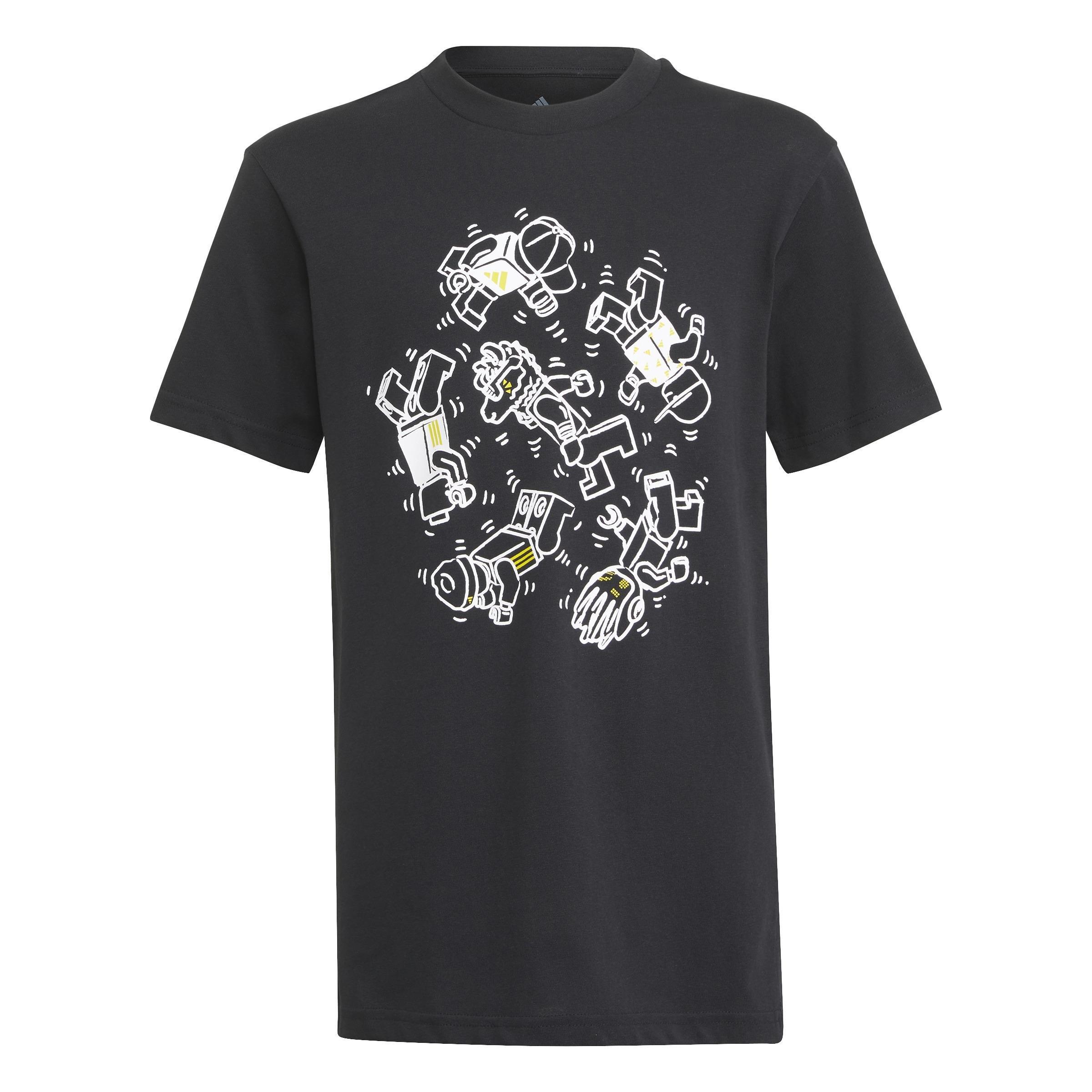 Unisex Kids adidas x LEGO Graphic T-Shirt, Black, A901_ONE, large image number 1