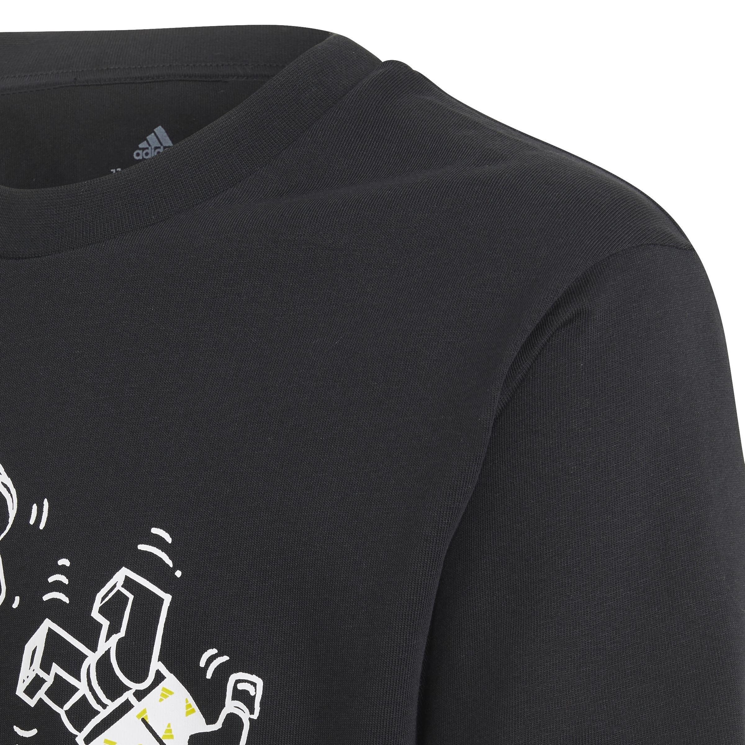 Unisex Kids adidas x LEGO Graphic T-Shirt, Black, A901_ONE, large image number 3