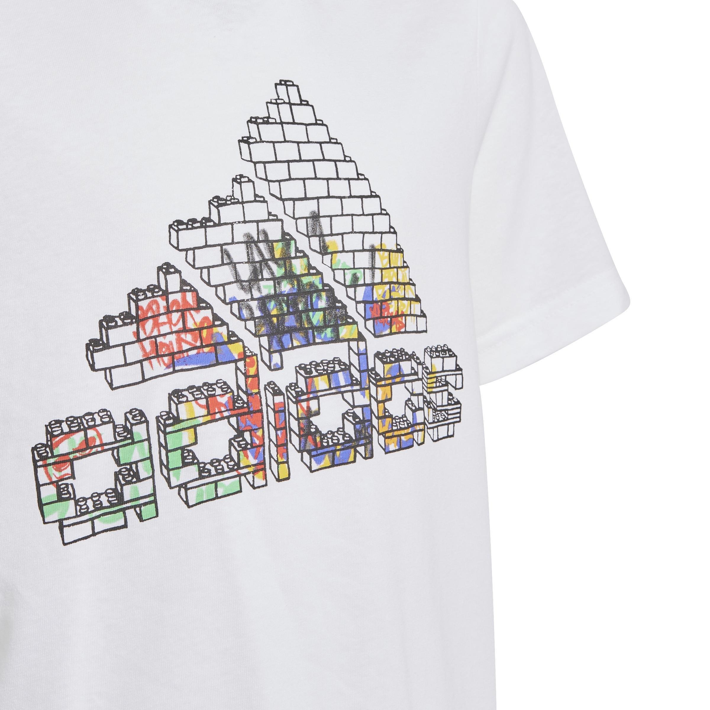 Kids adidas x LEGO Graphic T-Shirt, White, A901_ONE, large image number 5