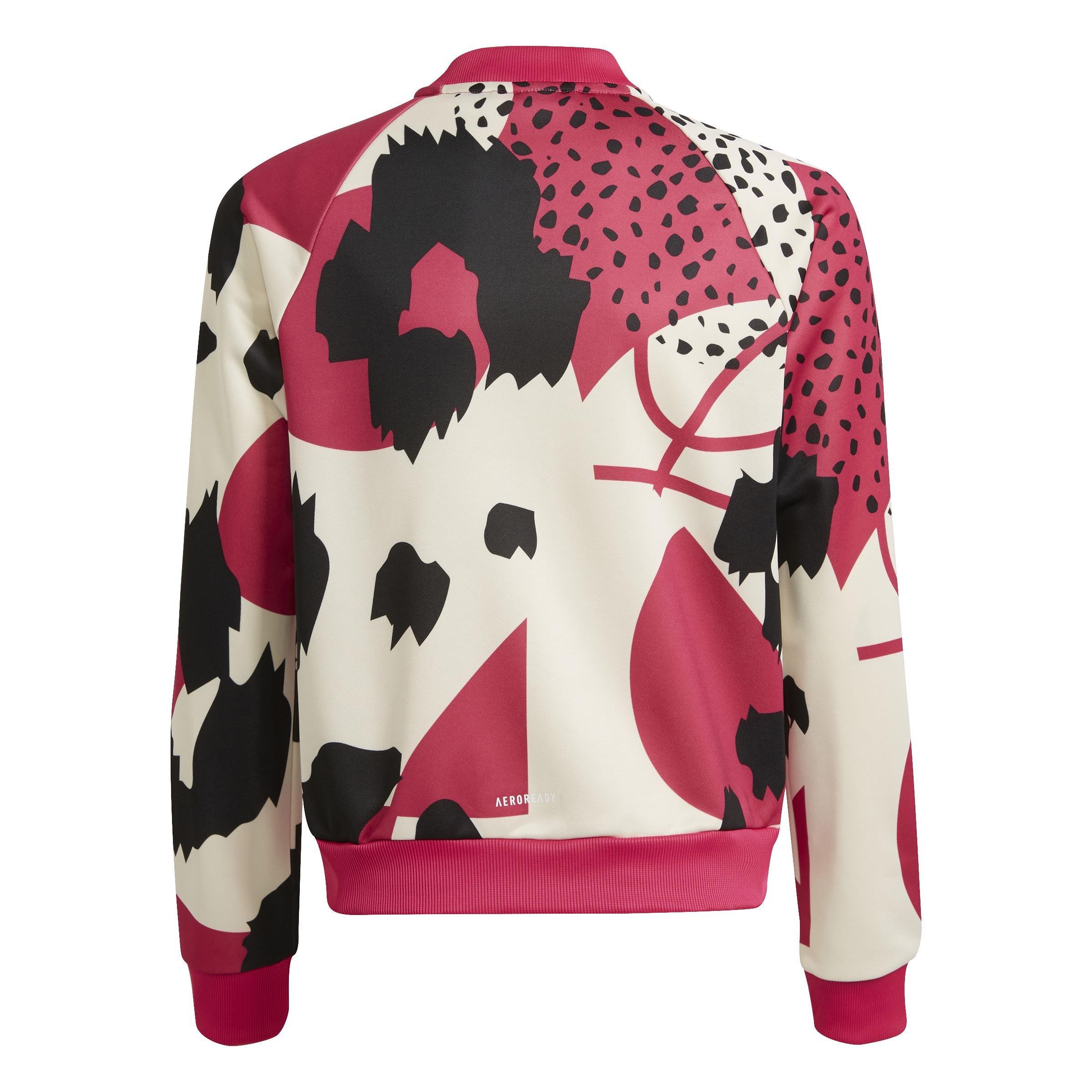 Kids AEROREADY Animal Print Warm-Up Zip-Pocket Regular Track Top, White, A901_ONE, large image number 2