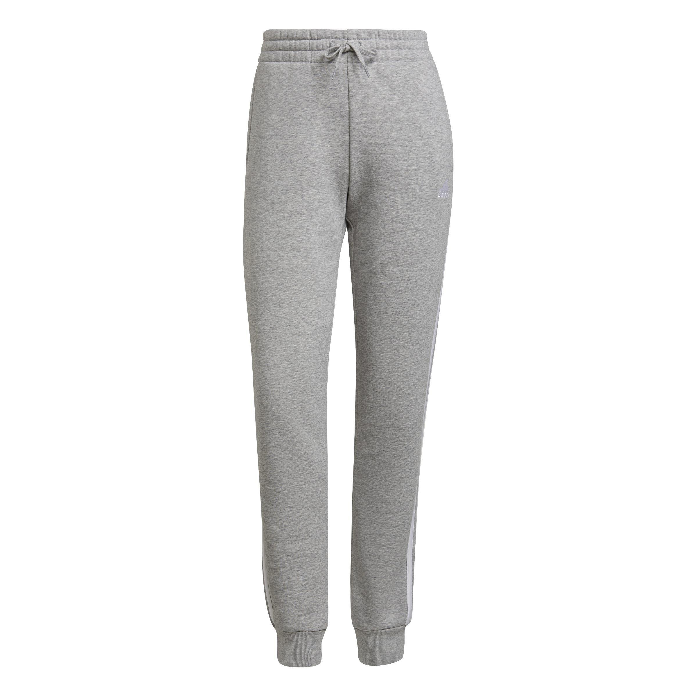 Essentials Fleece 3-Stripes Joggers, Grey, , large image number 0