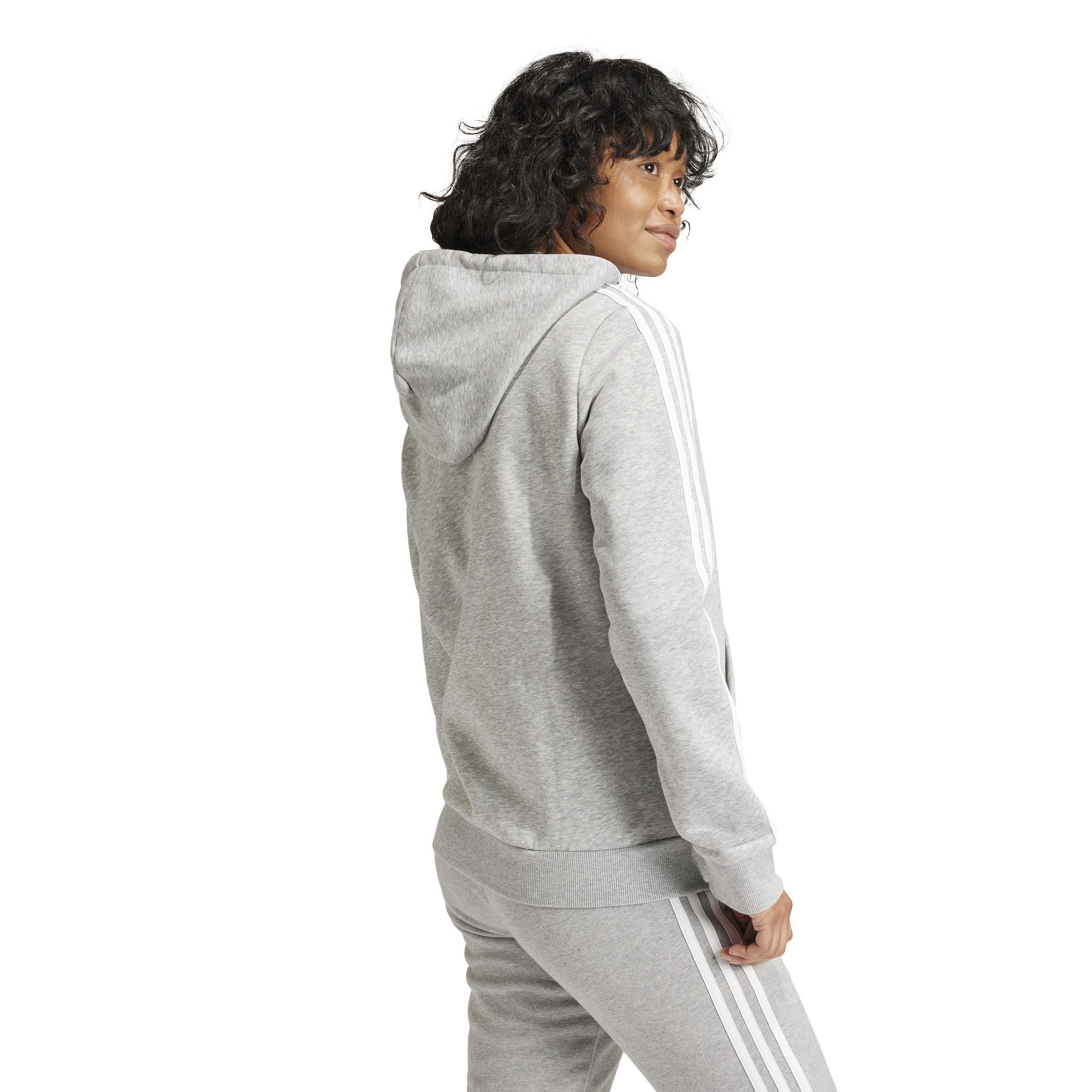 Essentials Fleece 3-Stripes Full-Zip Hoodie, Grey, , large image number 3