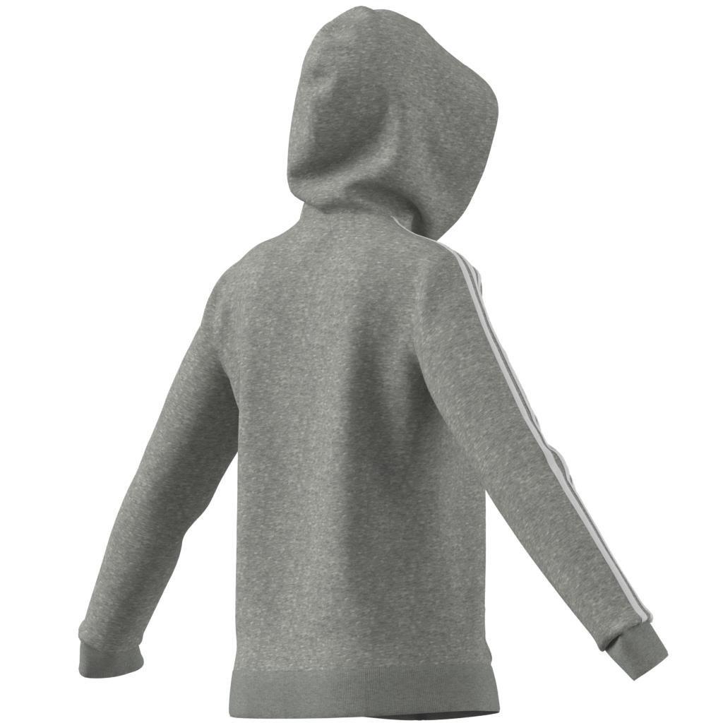 Essentials Fleece 3-Stripes Full-Zip Hoodie, Grey, , large image number 6