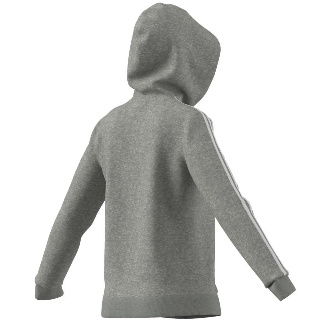 Essentials Fleece 3-Stripes Full-Zip Hoodie, Grey, A901_ONE, large image number 6