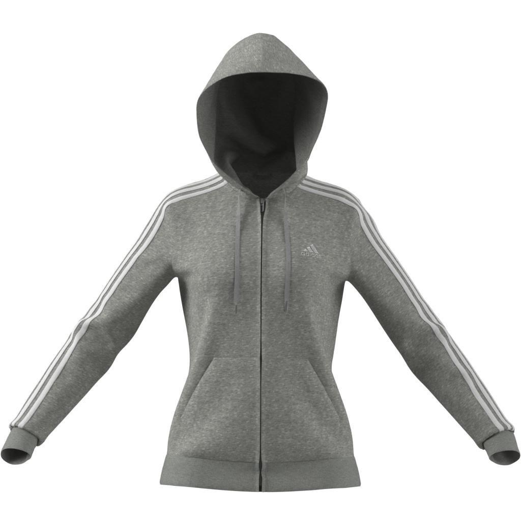 Essentials Fleece 3-Stripes Full-Zip Hoodie, Grey, A901_ONE, large image number 8