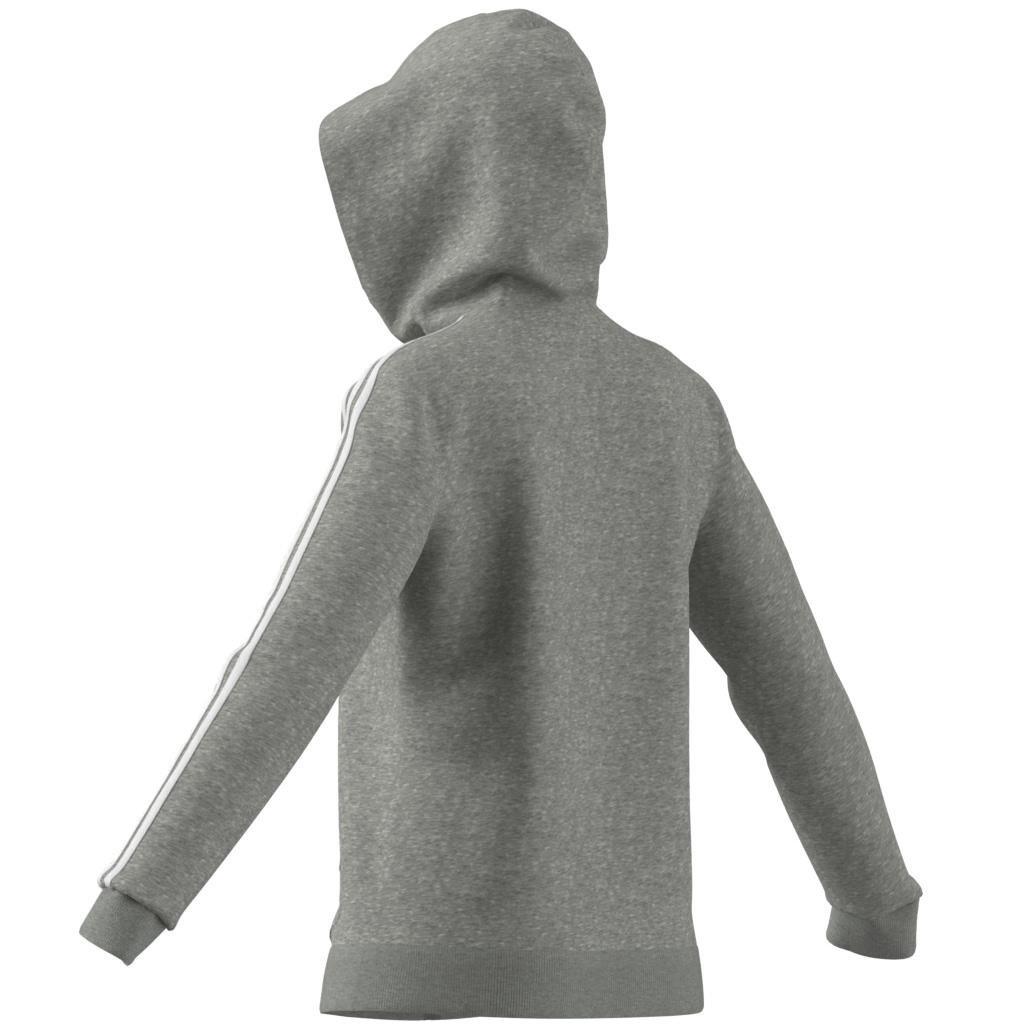Essentials Fleece 3-Stripes Full-Zip Hoodie, Grey, , large image number 9