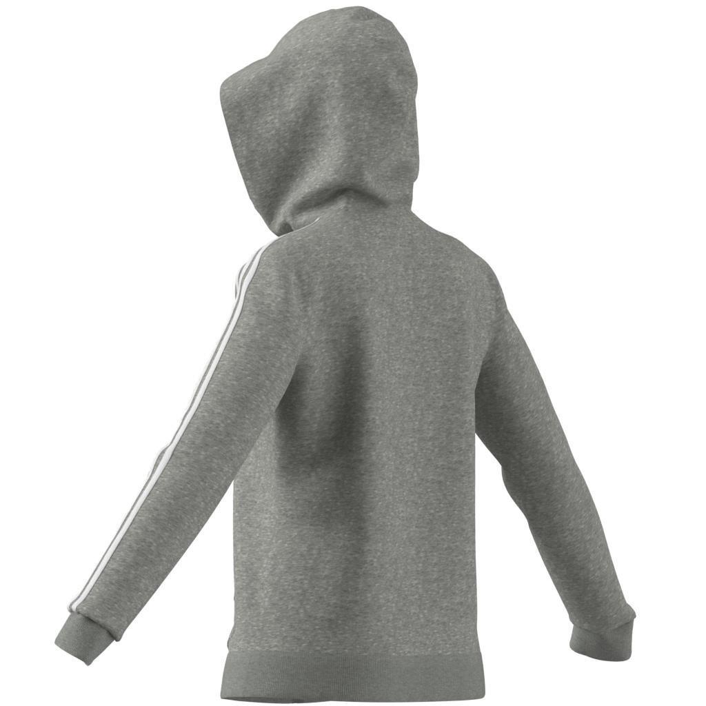 Essentials Fleece 3-Stripes Full-Zip Hoodie, Grey, A901_ONE, large image number 9