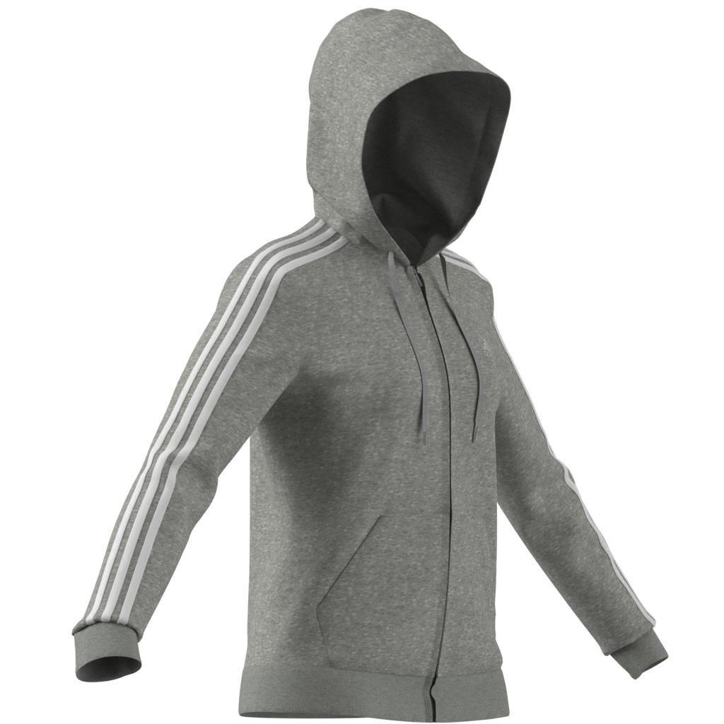 Essentials Fleece 3-Stripes Full-Zip Hoodie, Grey, , large image number 10
