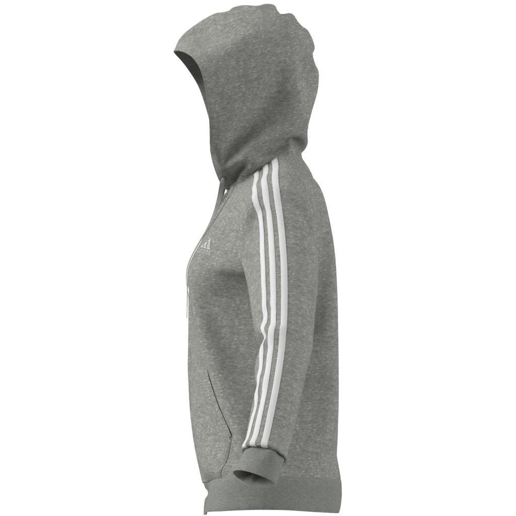 Essentials Fleece 3-Stripes Full-Zip Hoodie, Grey, A901_ONE, large image number 12