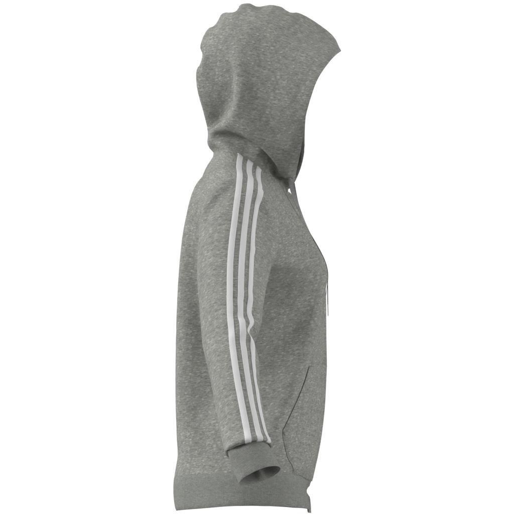 Essentials Fleece 3-Stripes Full-Zip Hoodie, Grey, A901_ONE, large image number 14