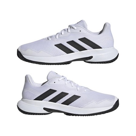Mens Courtjam Control Tennis Shoes, White, A901_ONE, large image number 6