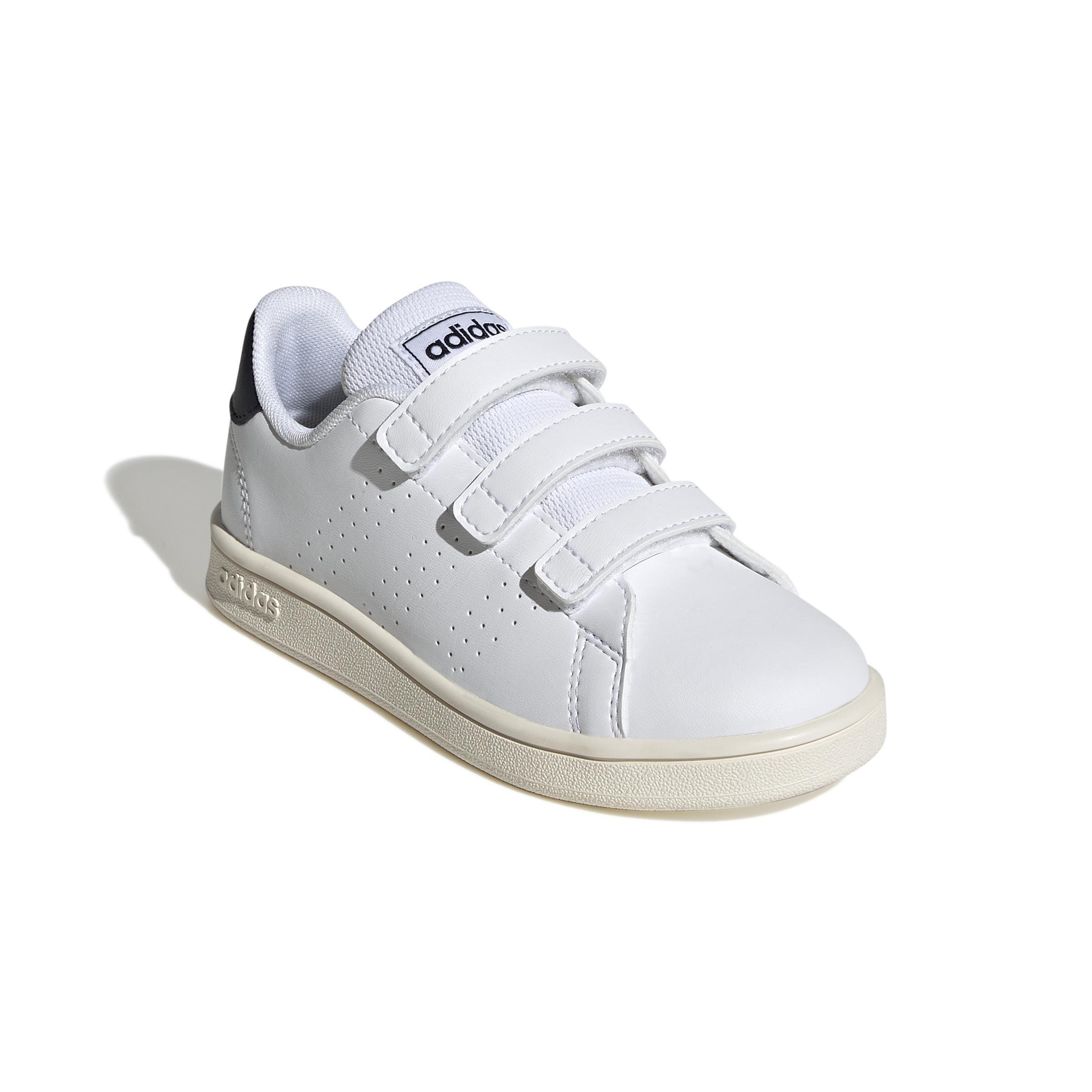 Unisex Kids Advantage Court Lifestyle Hook-and-Loop Shoes, White, A901_ONE, medium