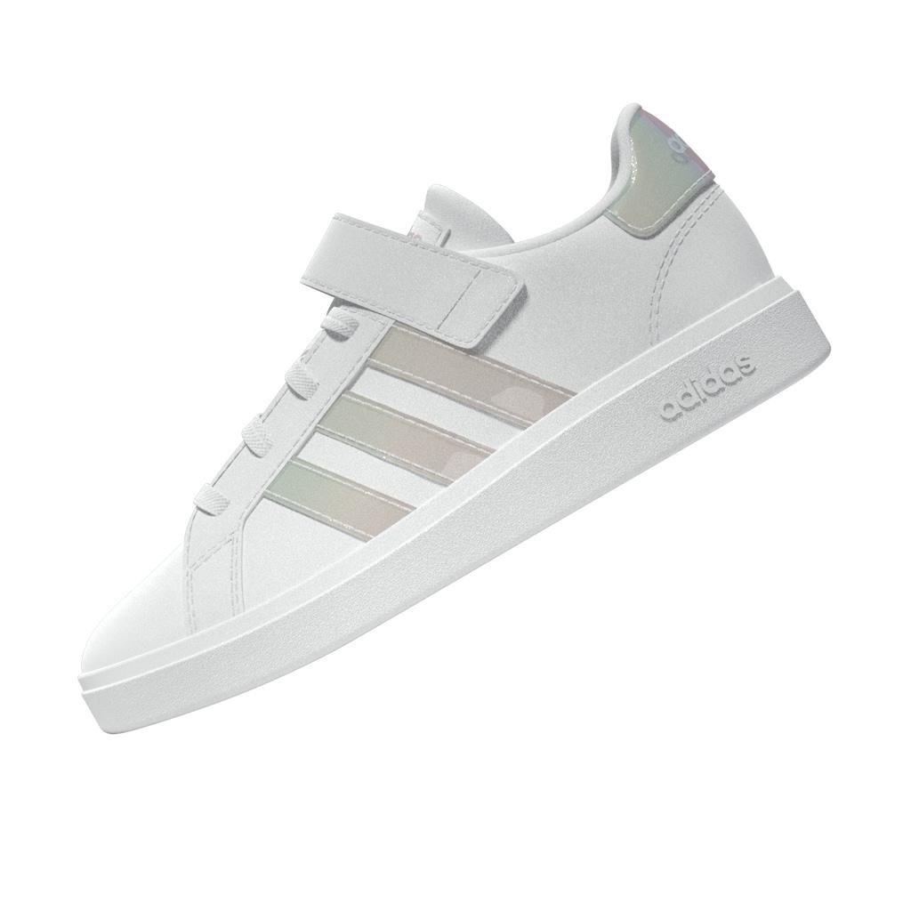 Unisex Kids Grand Court Lifestyle Court Elastic Lace And Top Strap Shoes, White, A901_ONE, large image number 6