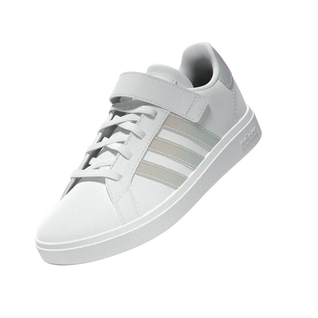 Unisex Kids Grand Court Lifestyle Court Elastic Lace And Top Strap Shoes, White, A901_ONE, large image number 7