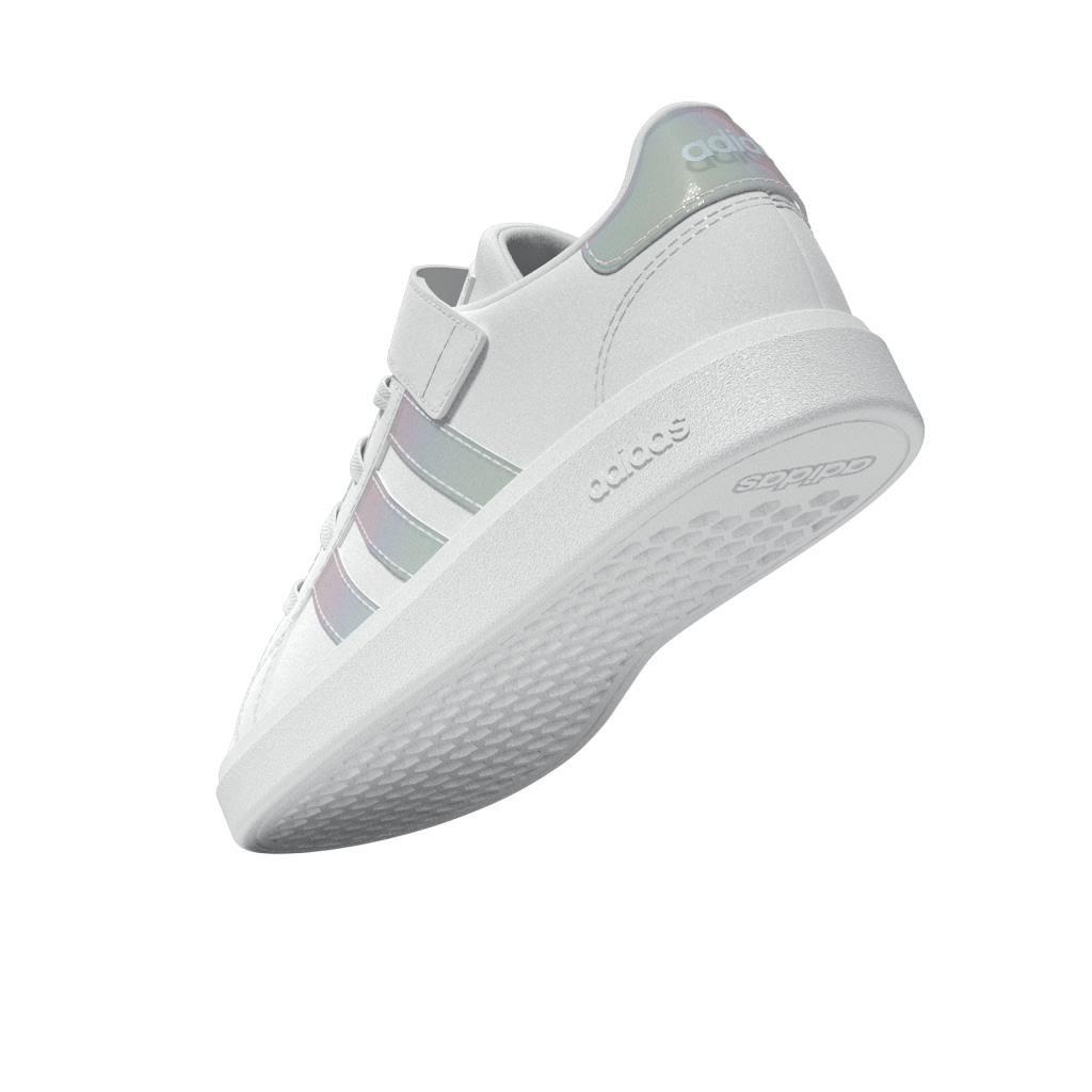 Unisex Kids Grand Court Lifestyle Court Elastic Lace And Top Strap Shoes, White, A901_ONE, large image number 12