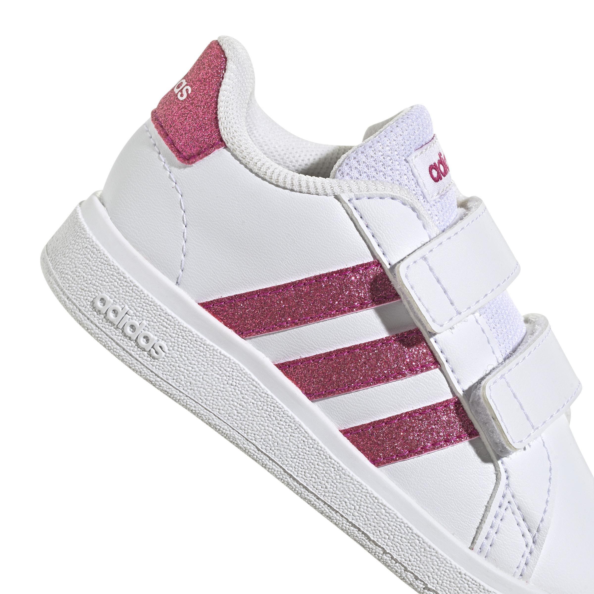 Unisex Kids Grand Court Lifestyle Hook and Loop Shoes, White, A901_ONE, large image number 3
