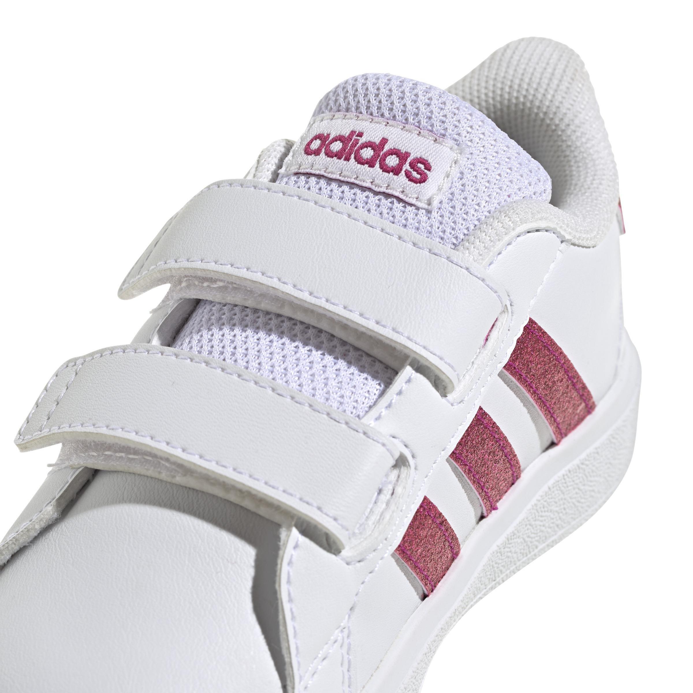 Unisex Kids Grand Court Lifestyle Hook and Loop Shoes, White, A901_ONE, large image number 4